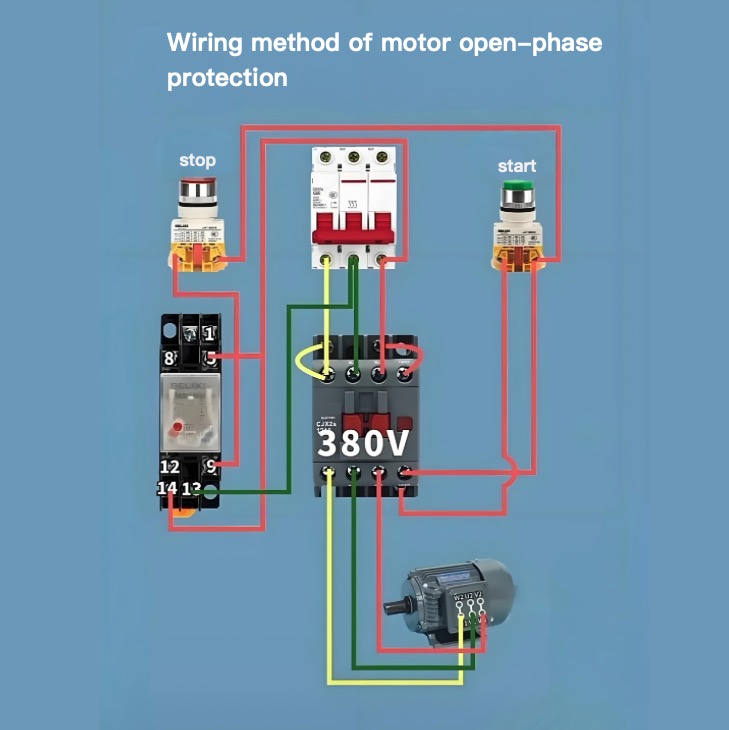 Wiring method of motor open-phase protection