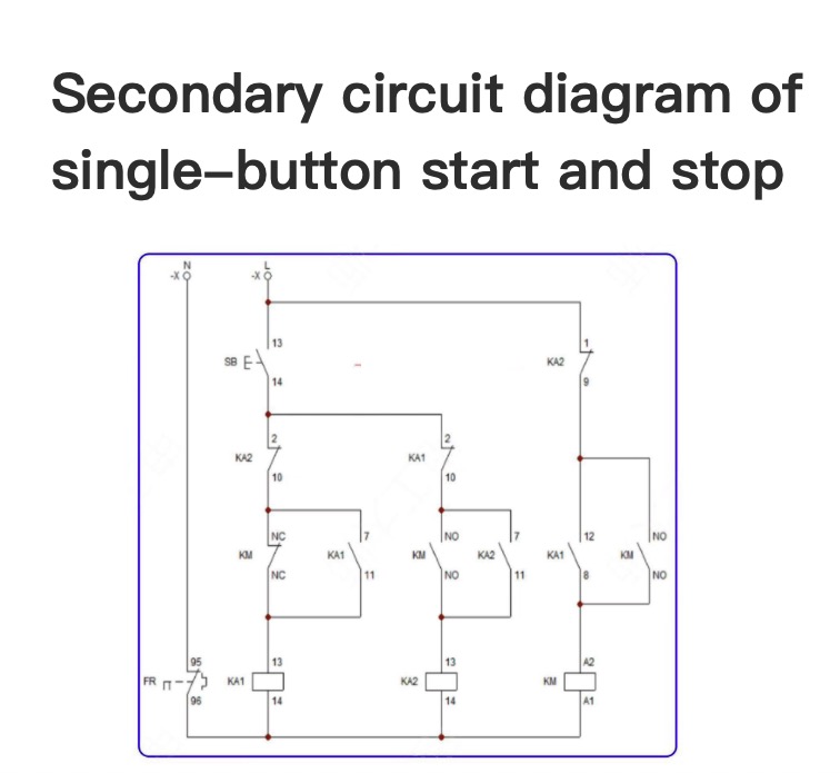 Secondary circuit diagram of single-button start and stop