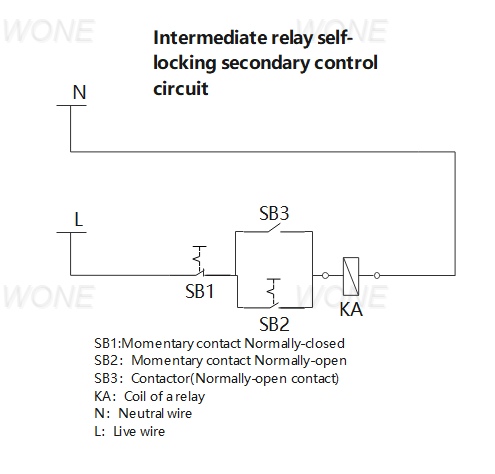 Intermediate relay self-locking secondary control circuit