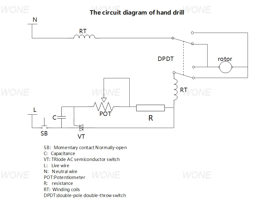 The circuit diagram of hand drill