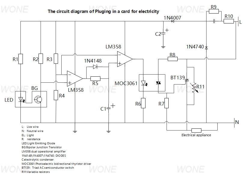 The circuit diagram of Pluging in a card for electricity