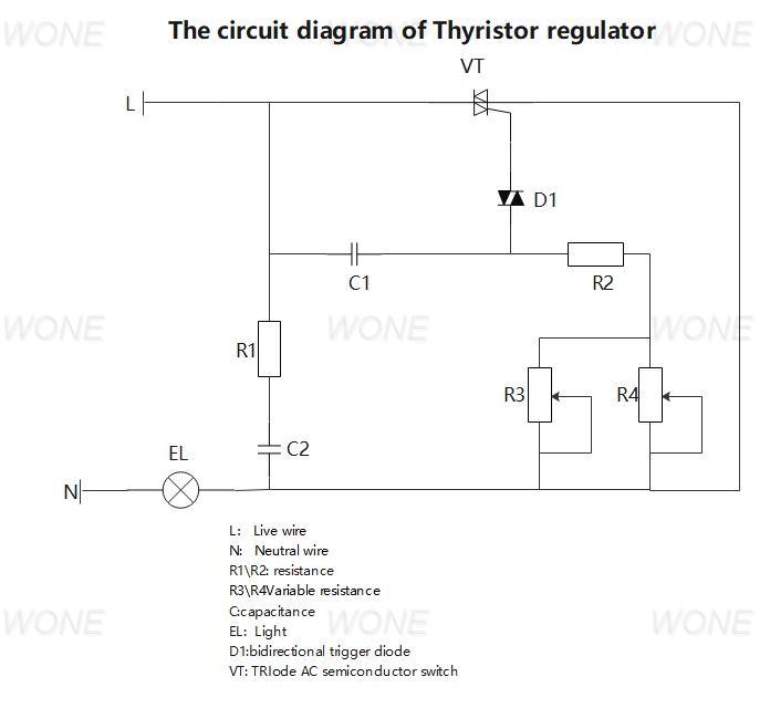 The circuit diagram of Thyristor regulator