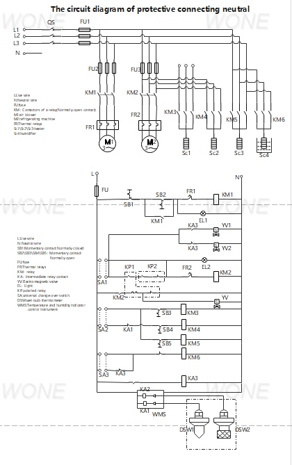 The circuit diagram of air cooled air conditioner