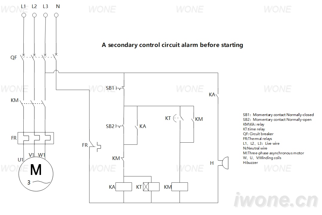  A secondary control circuit alarm before starting