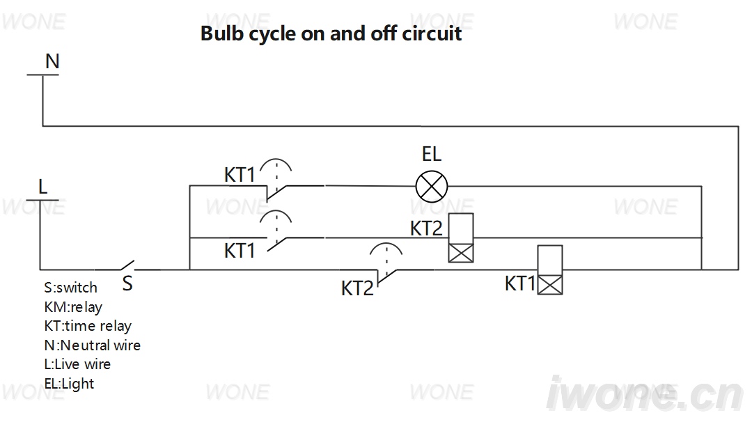 Bulb cycle on and off circuit