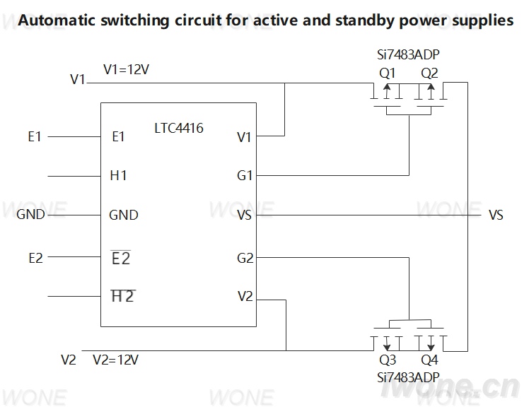 Automatic switching circuit for active and standby power supplies