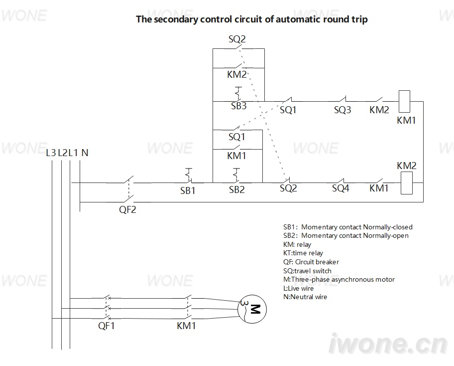 The secondary control circuit of automatic round trip