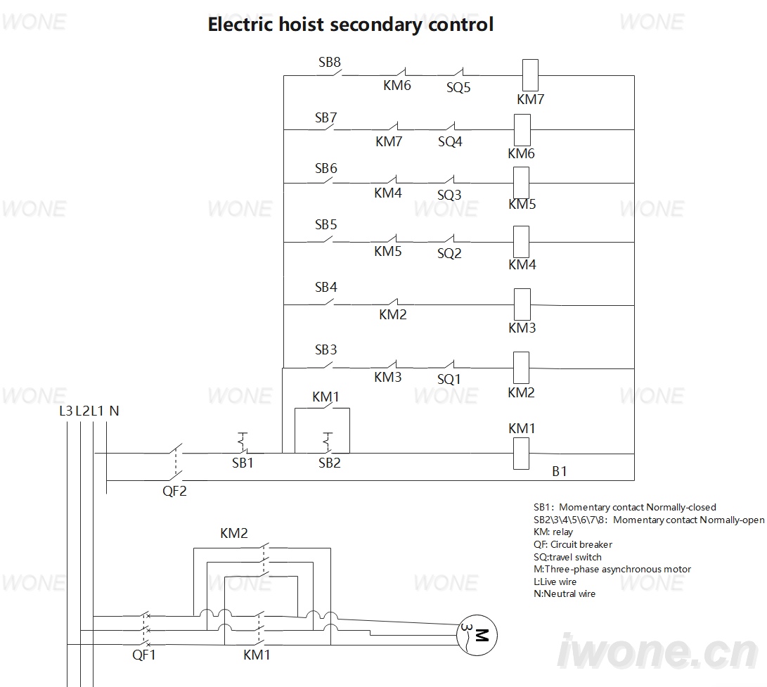 Electric hoist secondary control circuit