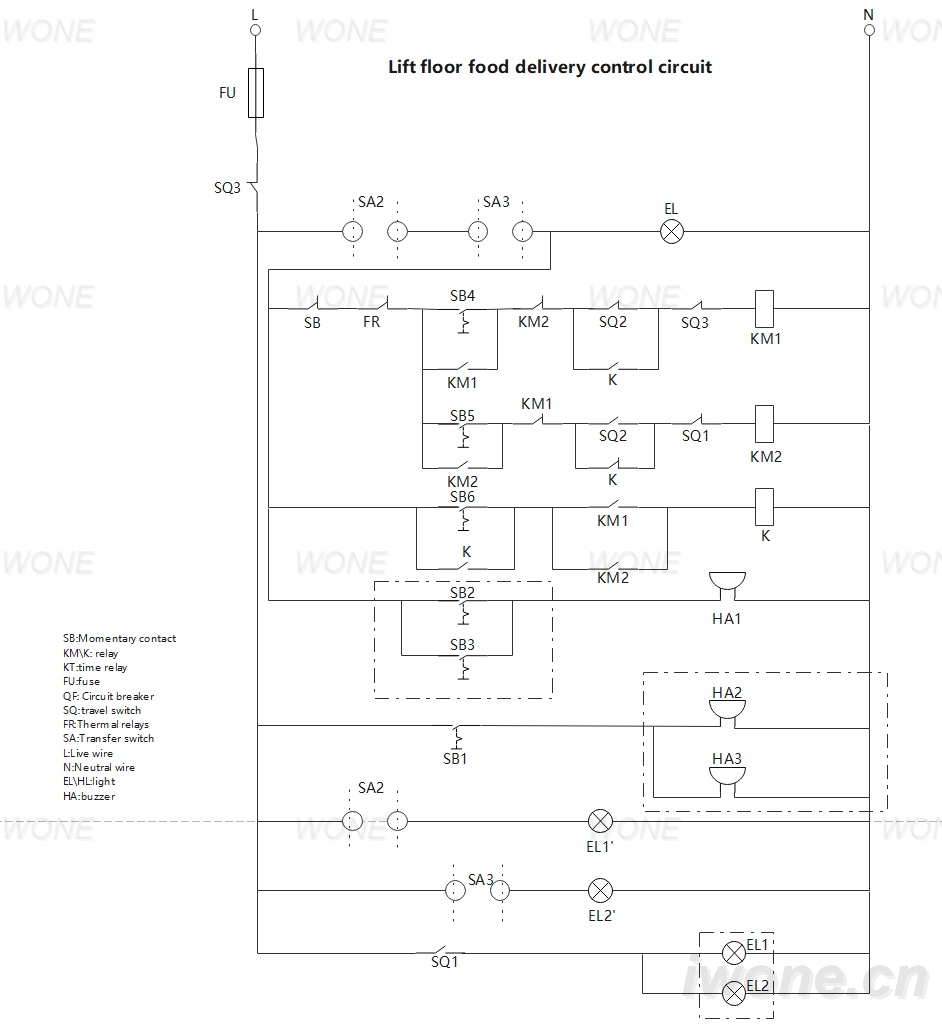 Lift floor food delivery control circuit