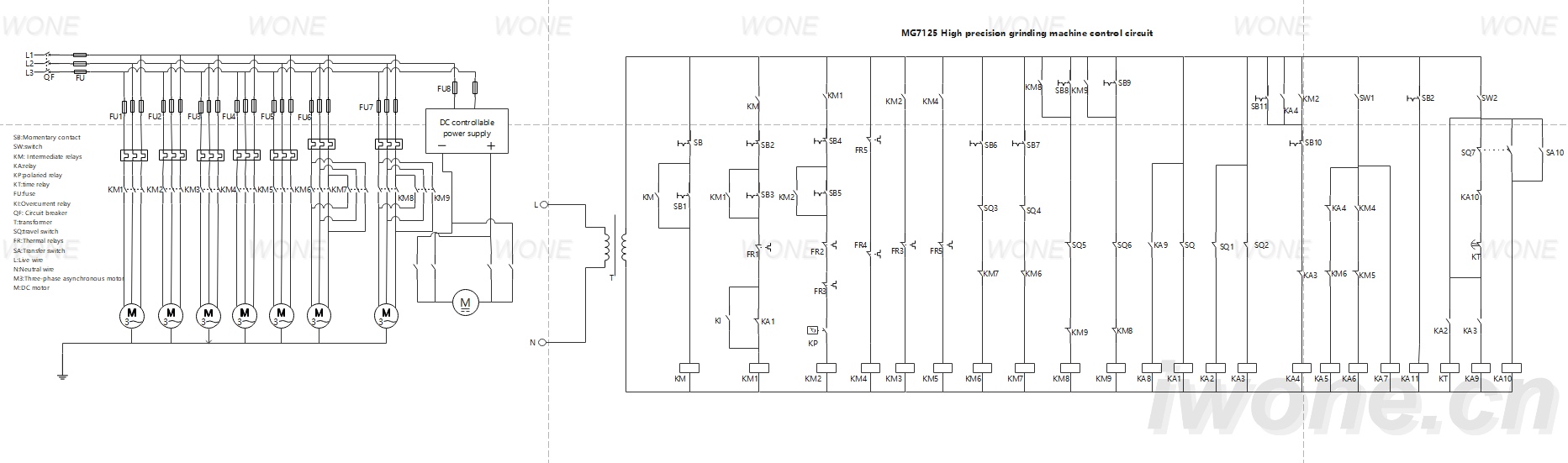 MG7125 High precision grinding machine control circuit