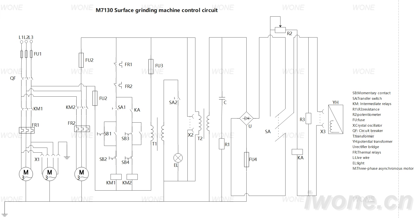 M7130 Surface grinding machine control circuit