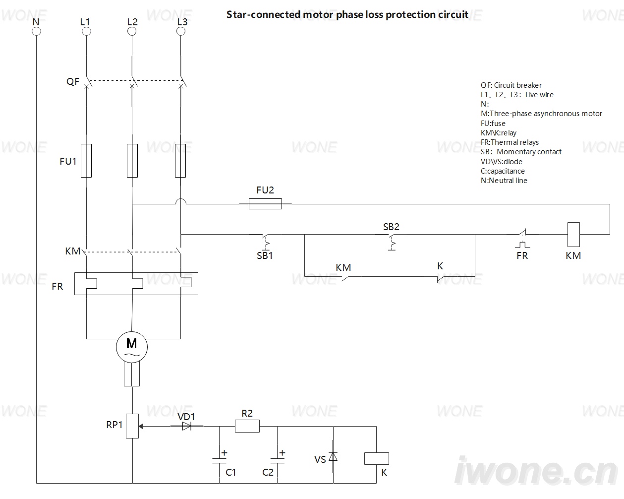 Star-connected motor phase loss protection circuit