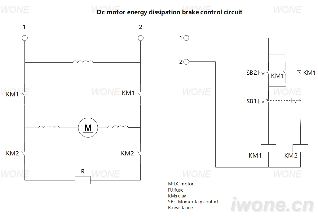 Dc motor energy dissipation brake control circuit