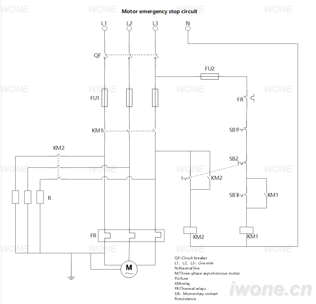 Motor emergency stop circuit