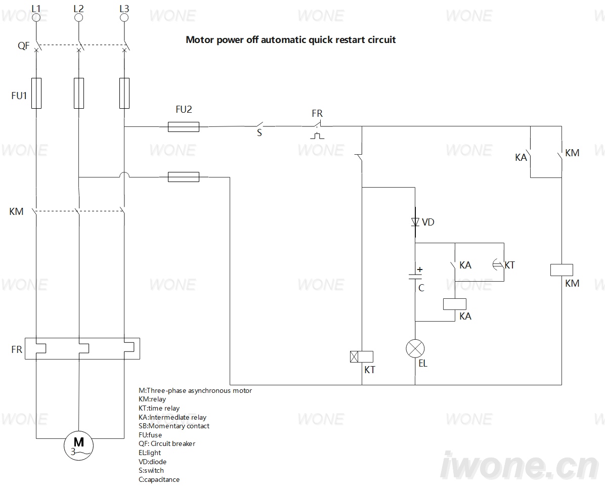 Motor power off automatic quick restart circuit