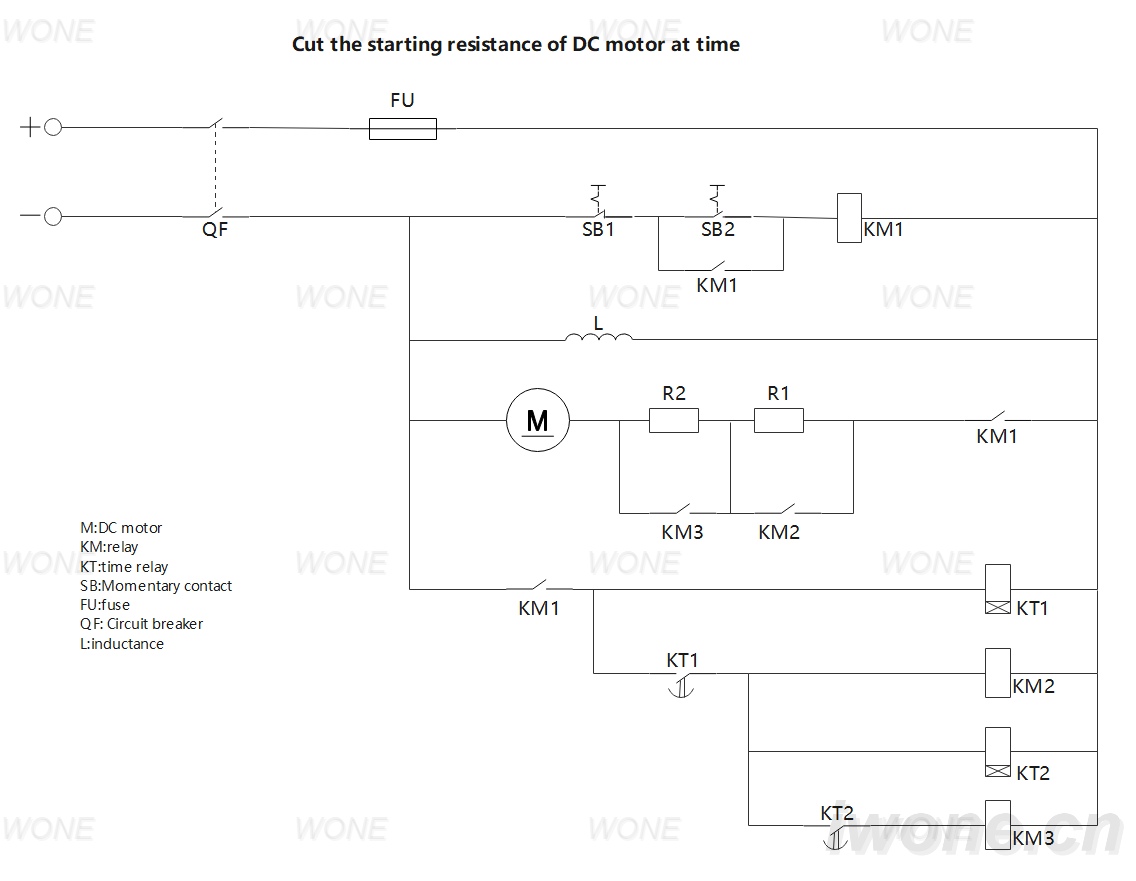 Cut the starting resistance of DC motor at time