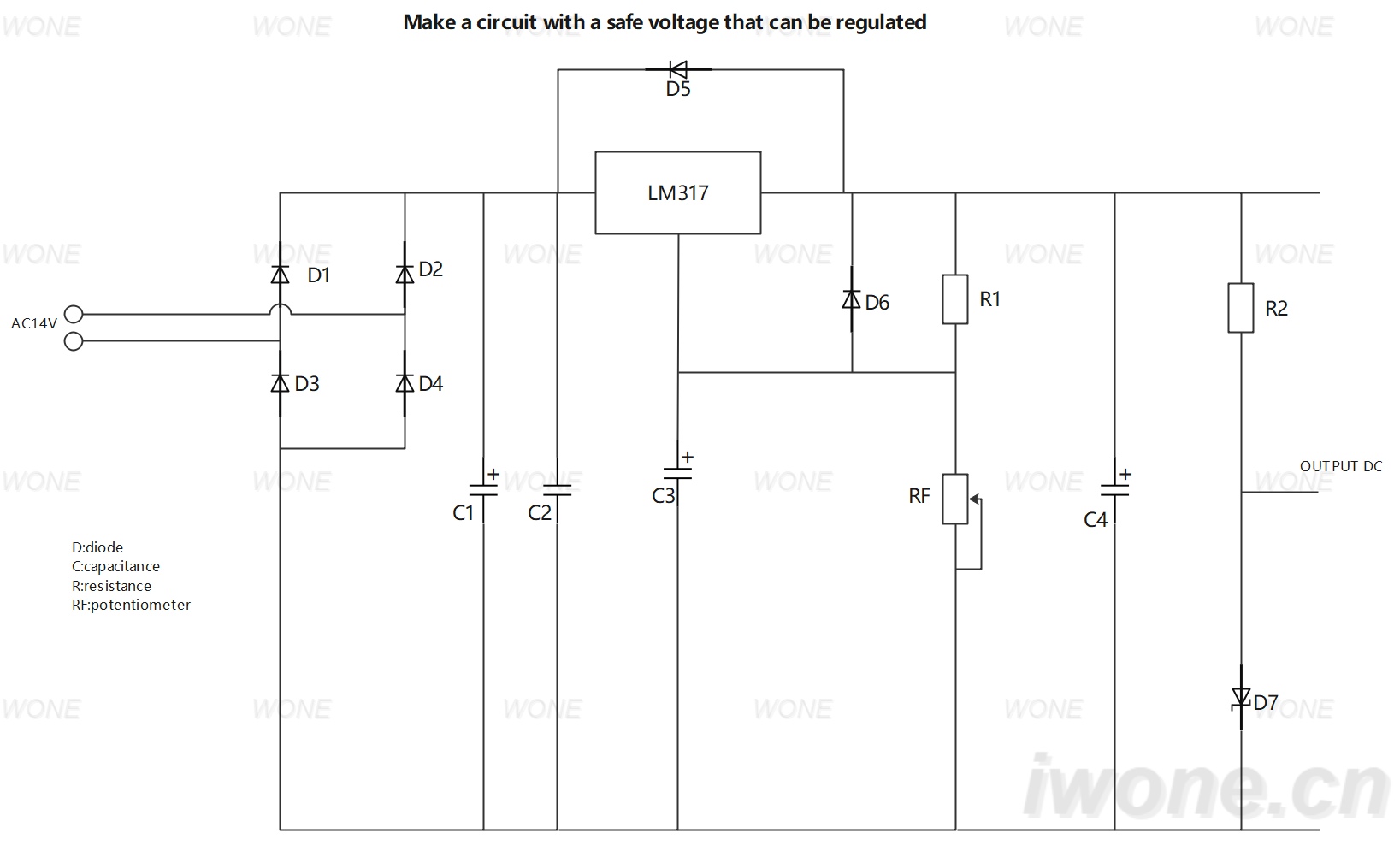 Make a circuit with a safe voltage that can be regulated