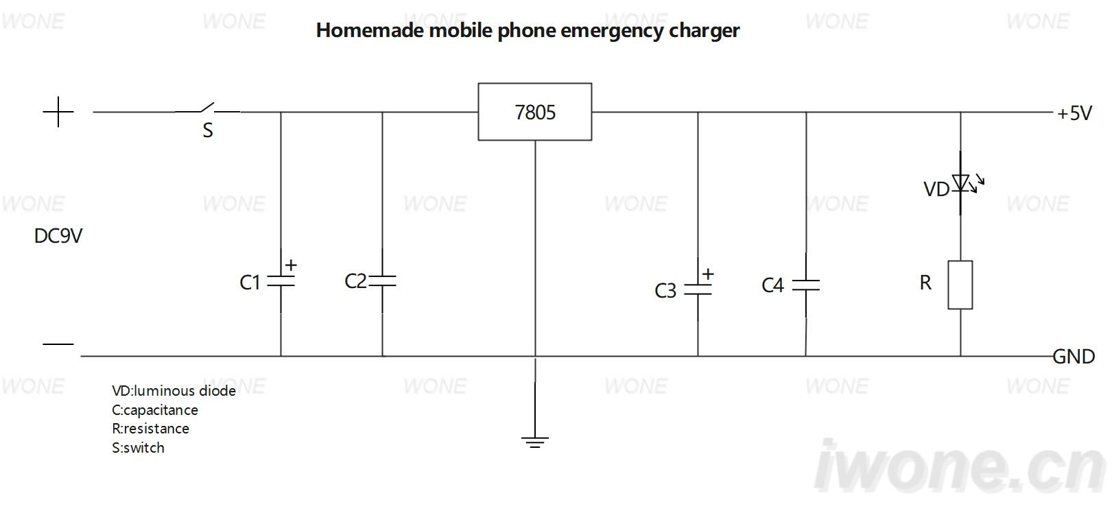 Homemade mobile phone emergency charger