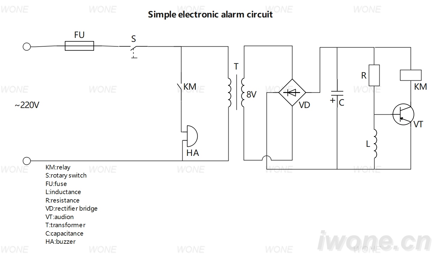 Simple electronic alarm circuit