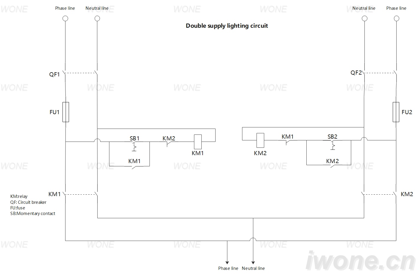 Double supply lighting circuit