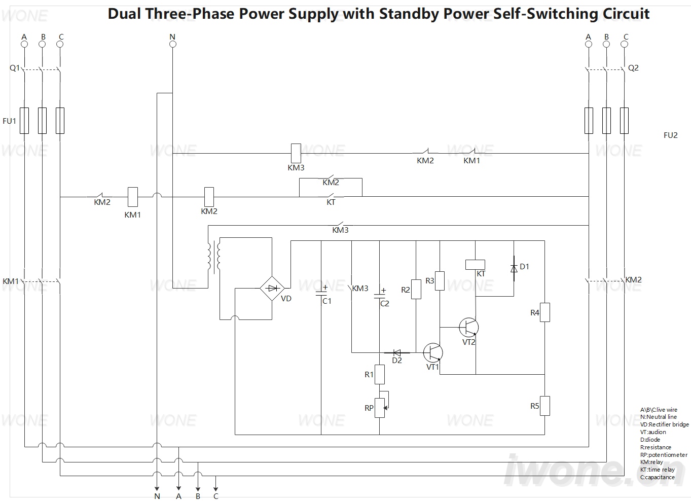 Dual Three-Phase Power Supply with Standby Power Self-Switching Circuit