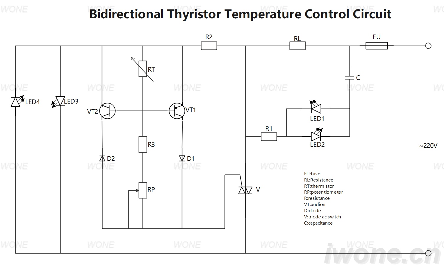 Bidirectional Thyristor Temperature Control Circuit