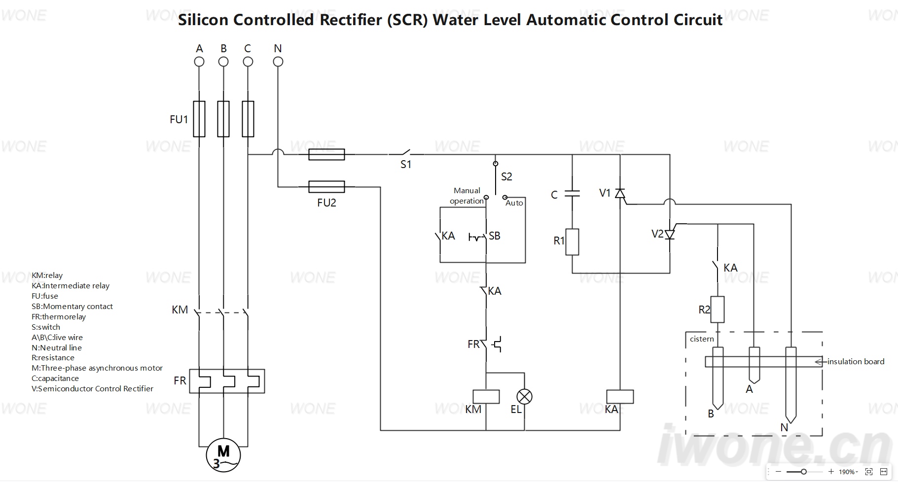 Silicon Controlled Rectifier (SCR) Water Level Automatic Control Circuit