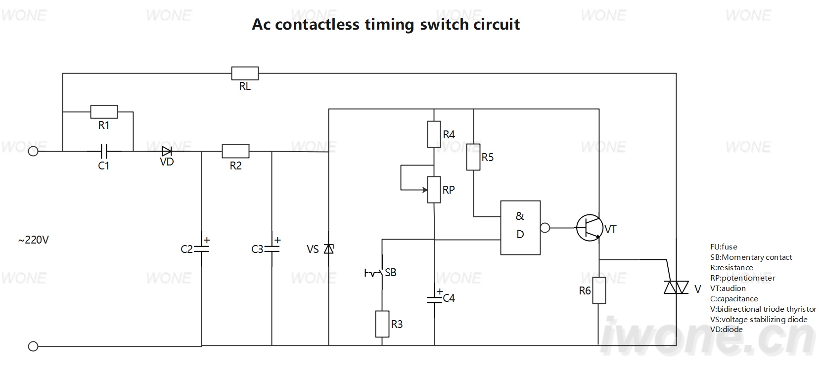 Ac contactless timing switch circuit