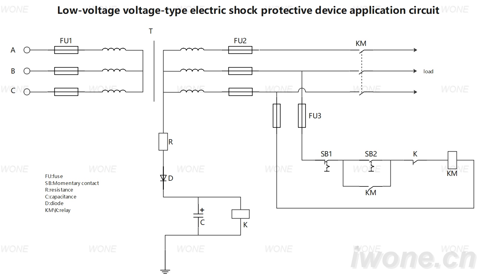 Low-voltage voltage-type electric shock protective device application circuit