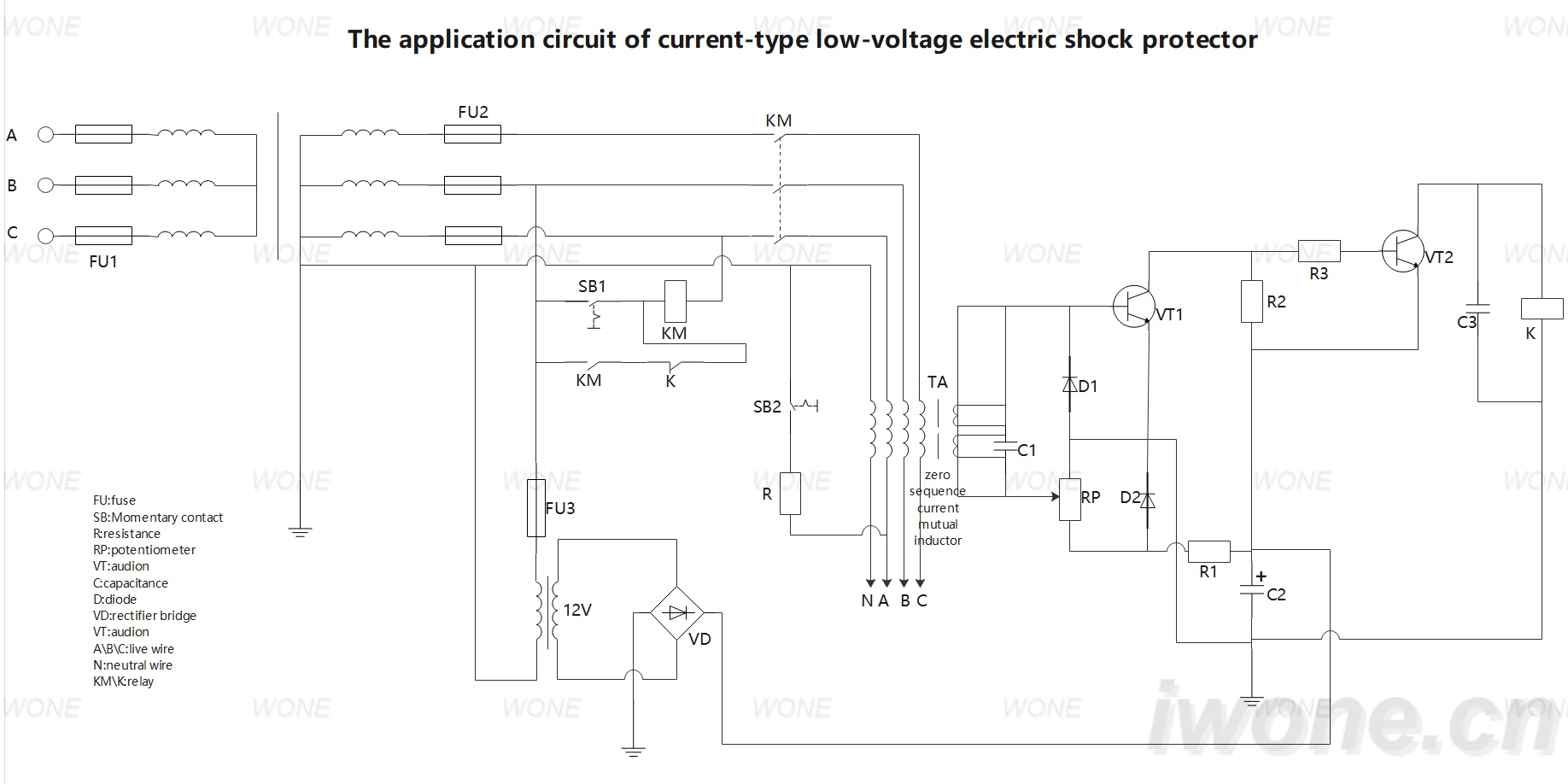 The application circuit of current-type low-voltage electric shock protector