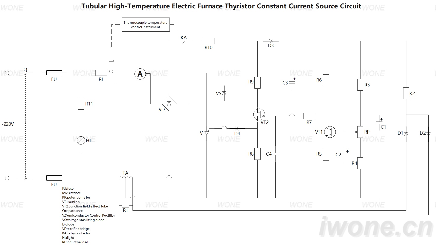 Tubular High-Temperature Electric Furnace Thyristor Constant Current Source Circuit