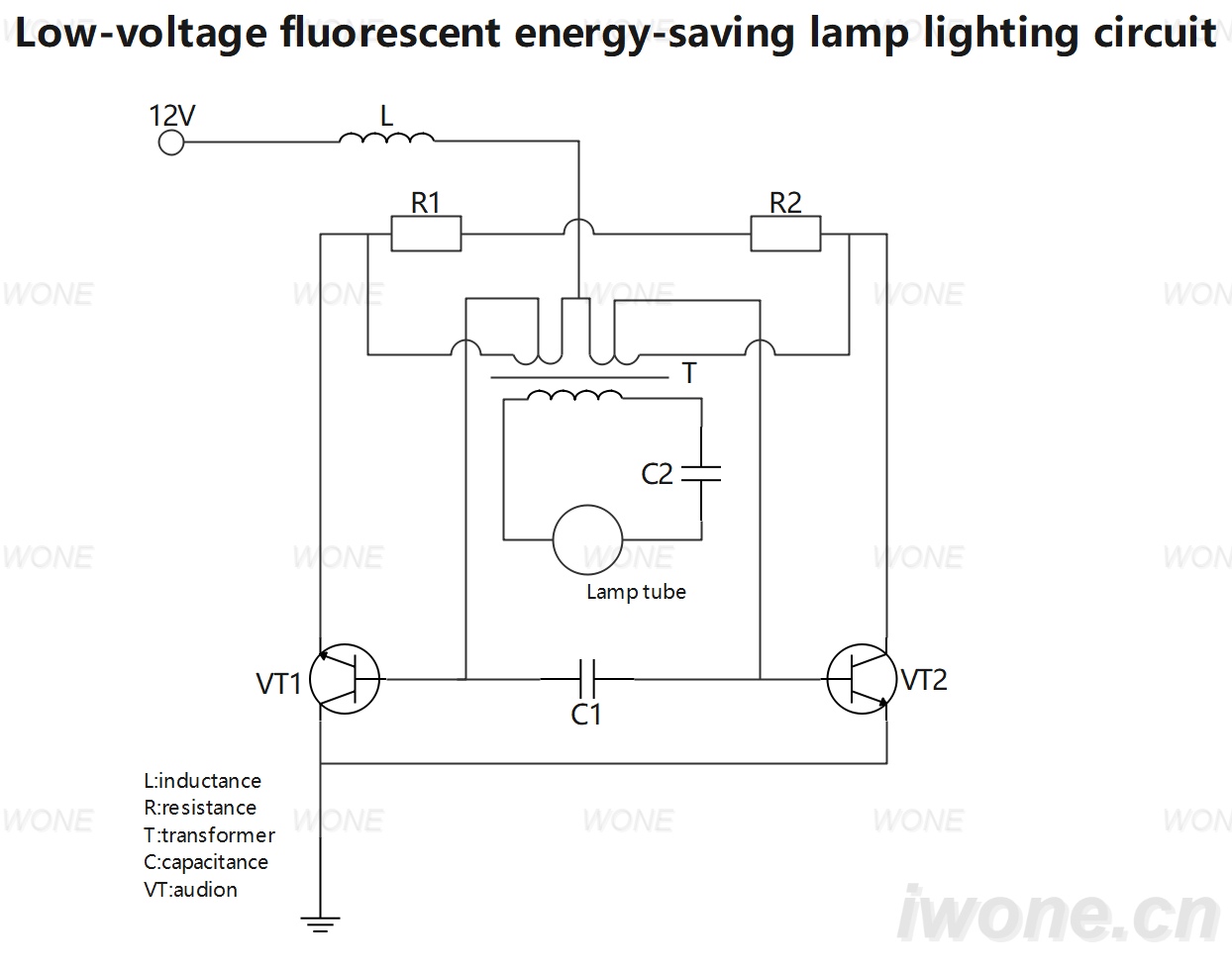 Low-voltage fluorescent energy-saving lamp lighting circuit