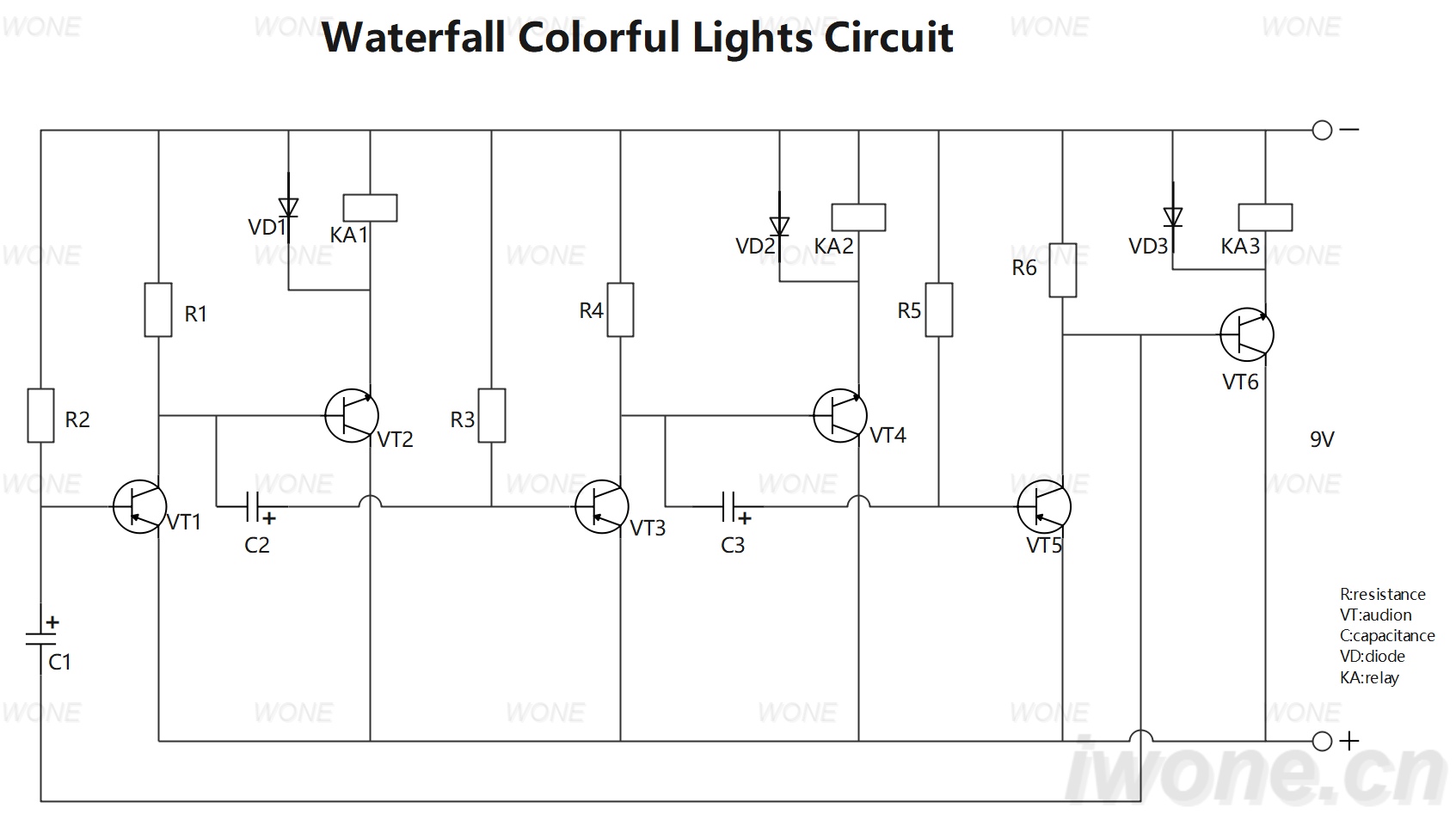 Running Water Colorful Lights Circuit