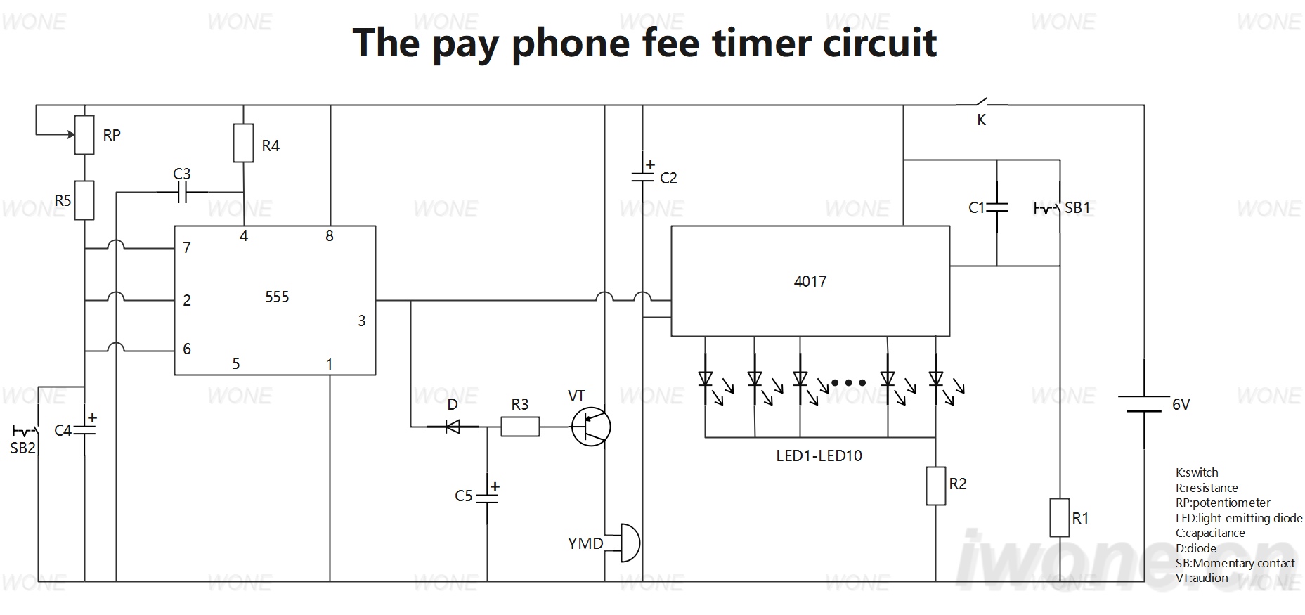 The pay phone fee timer circuit