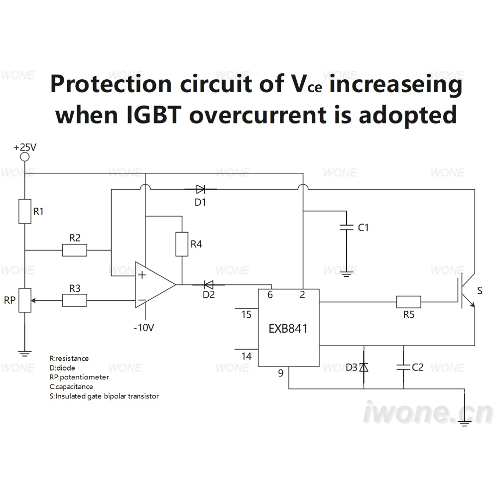 Protection circuit of Vce increaseing when IGBT overcurrent is adopted