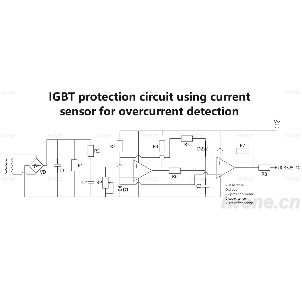 IGBT protection circuit using current sensor for overcurrent detection