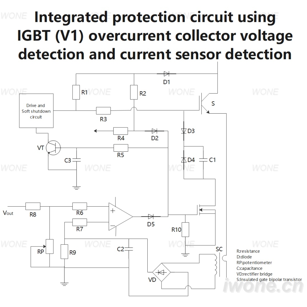 IGBT protection circuit using current sensor for overcurrent detection