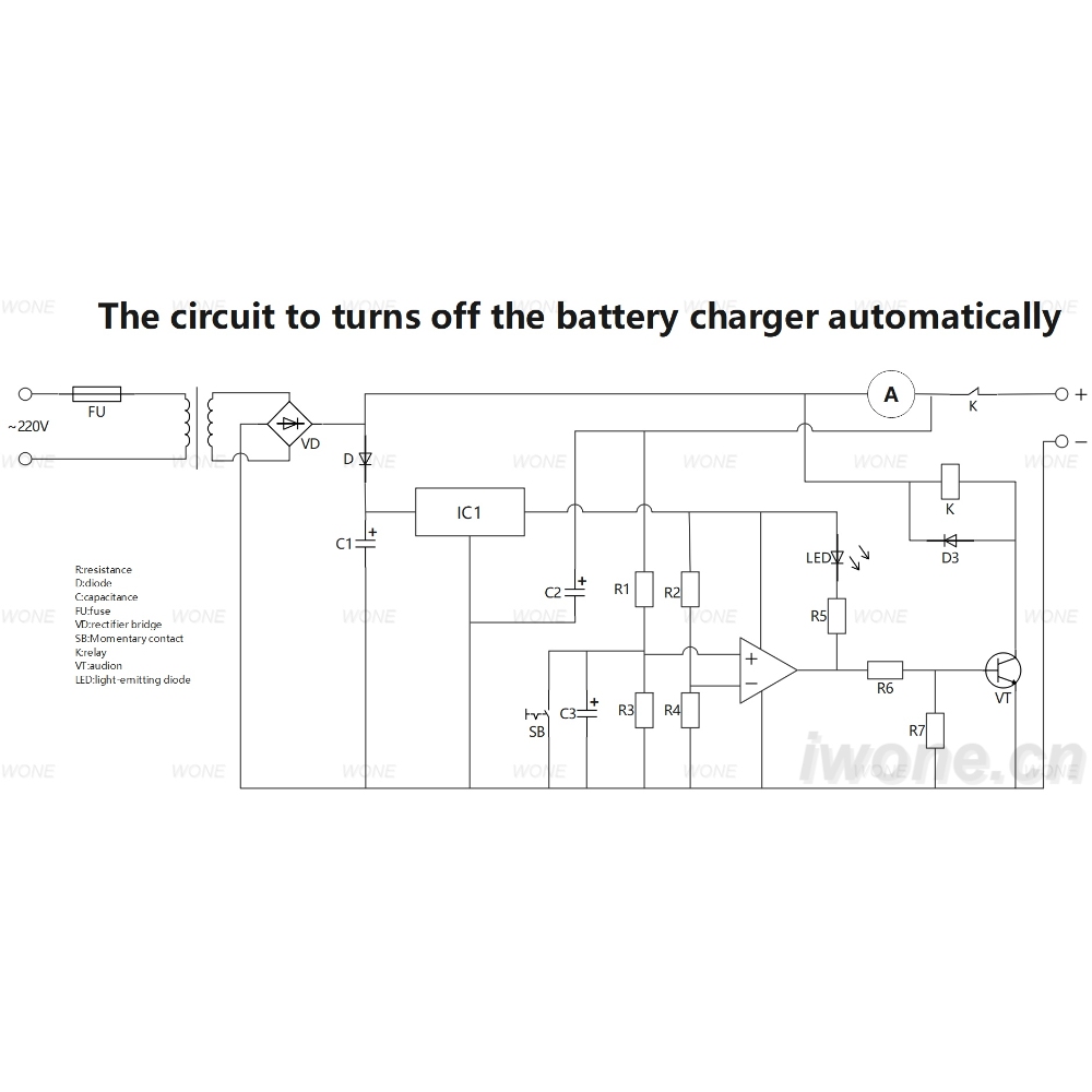 The circuit to turns off the battery charger automatically