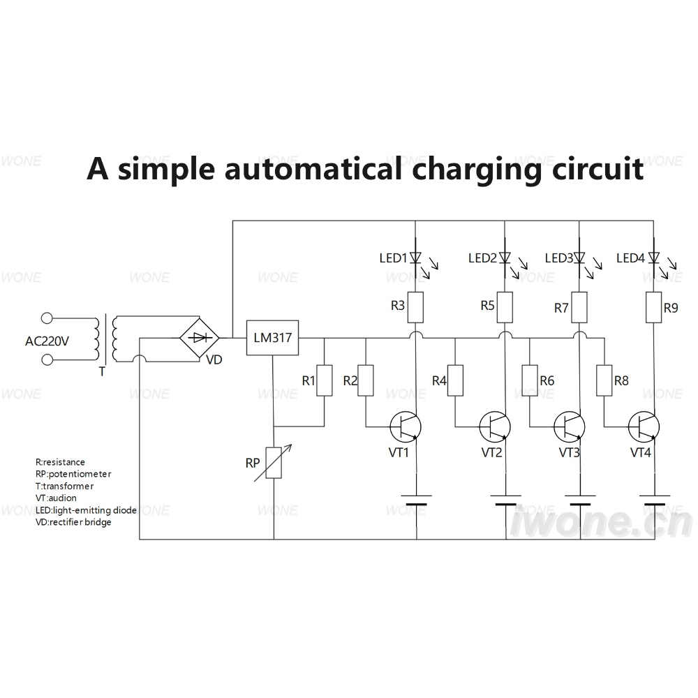 A simple automatical charging circuit  