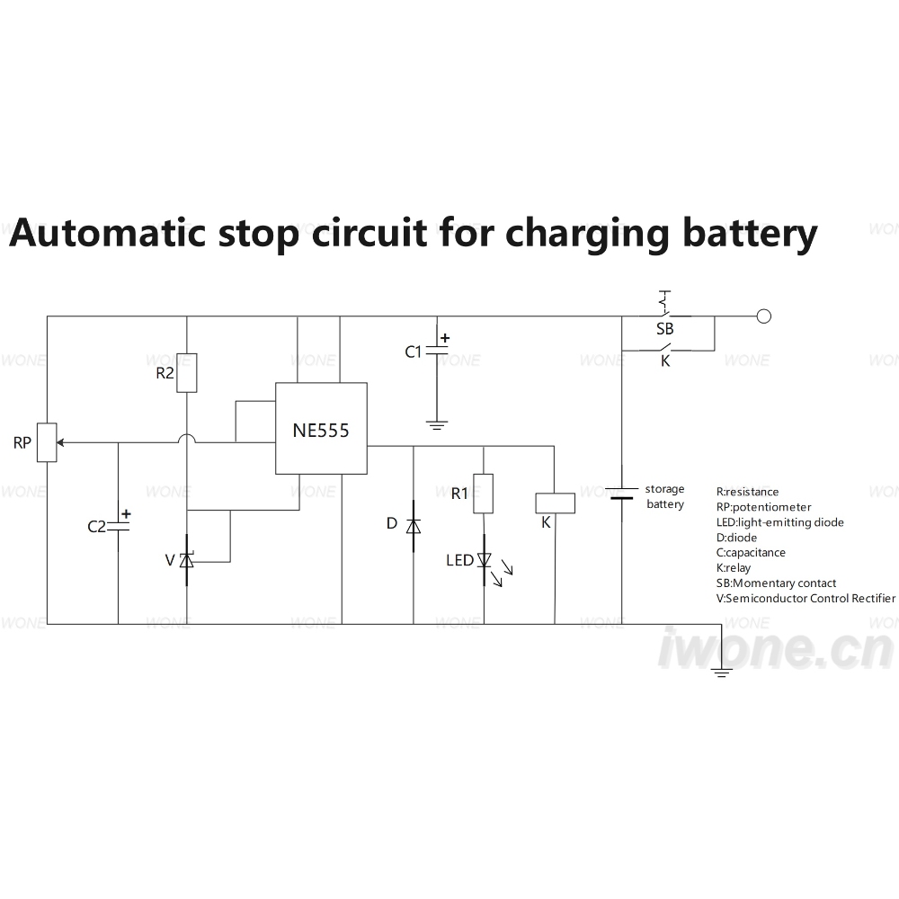 Automatic stop circuit for charging battery