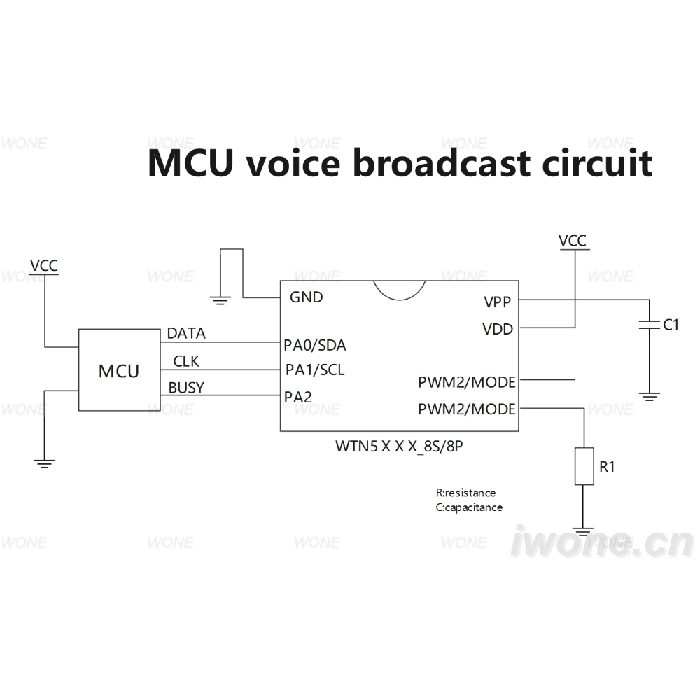 MCU voice broadcast circuit