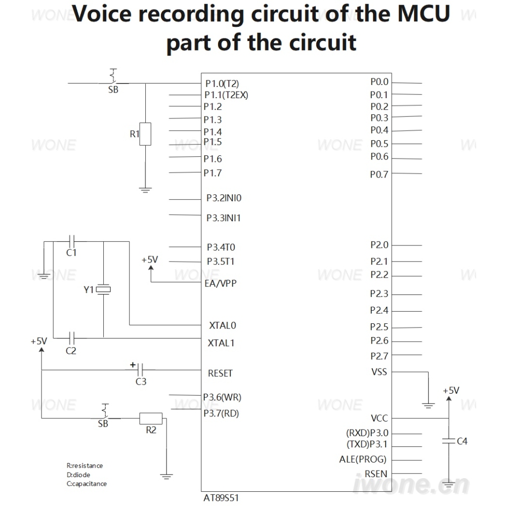 Voice recording circuit of the MCU part of the circuit