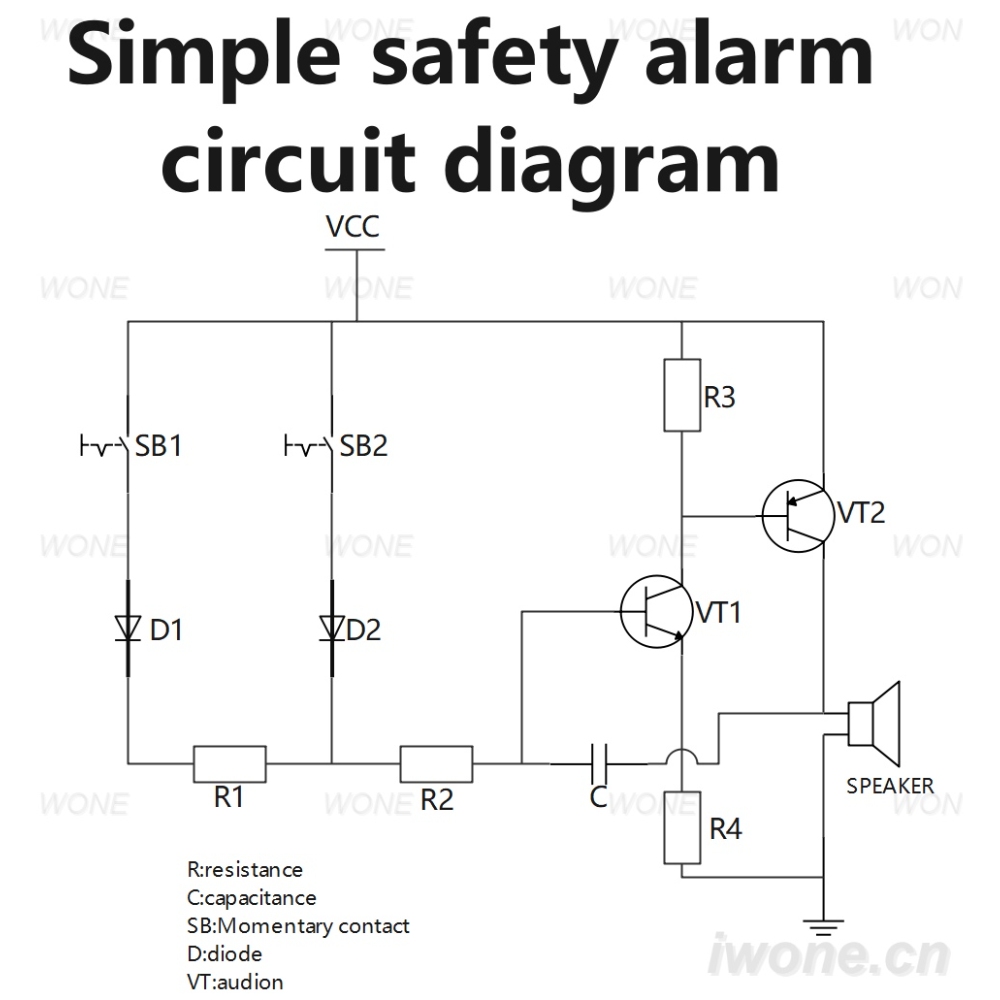 Simple safety alarm circuit diagram