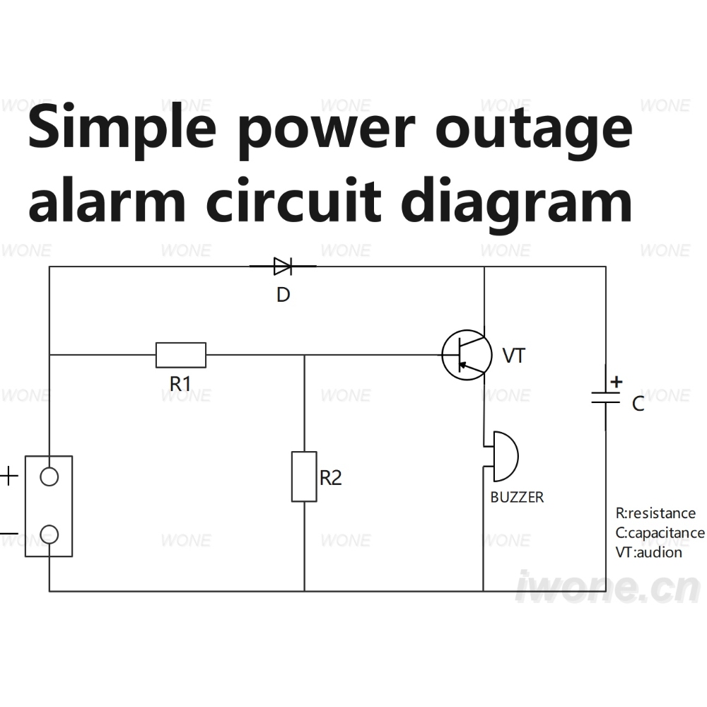 Simple power outage alarm circuit diagram