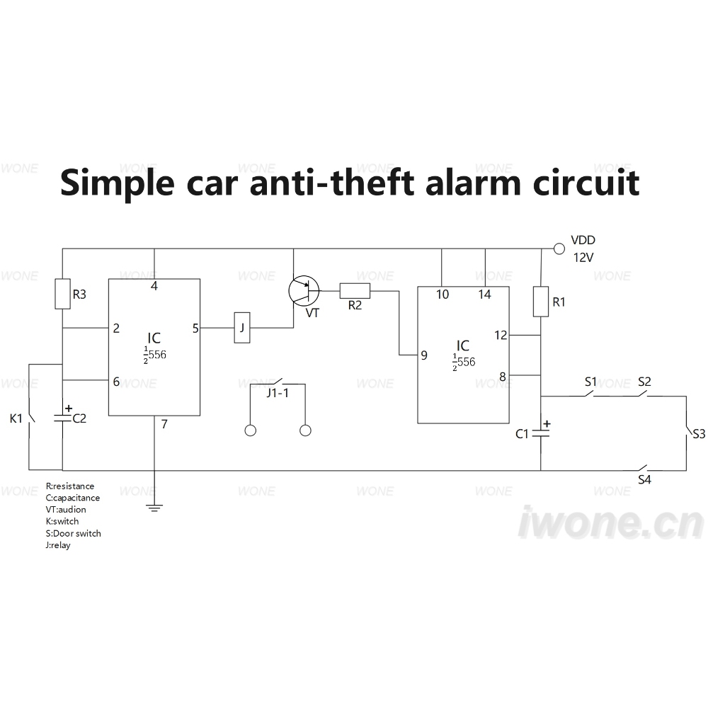 Simple car anti-theft alarm circuit 