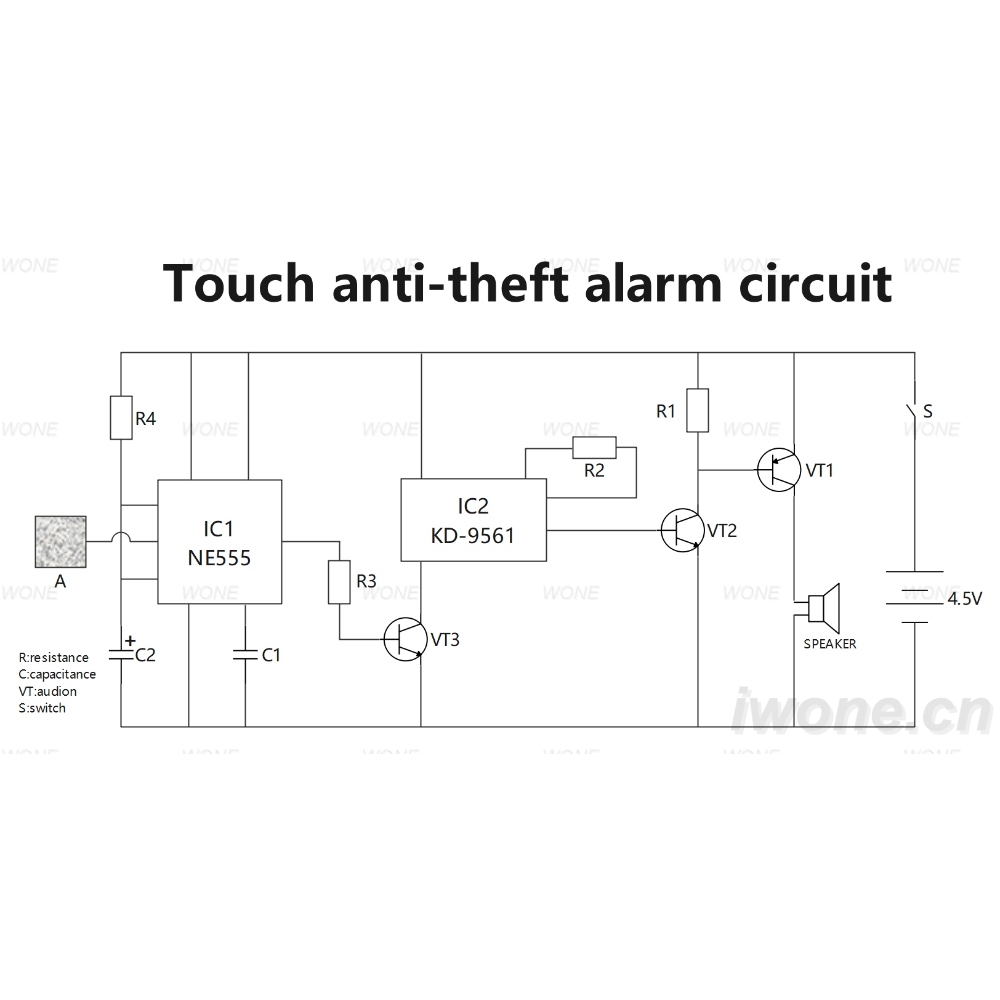 Touch anti-theft alarm circuit