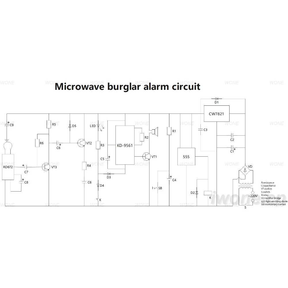 Microwave burglar alarm circuit