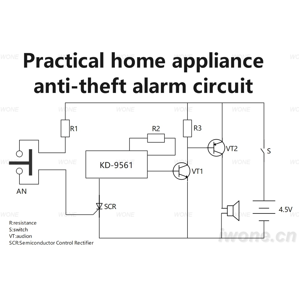 Practical home appliance anti-theft alarm circuit