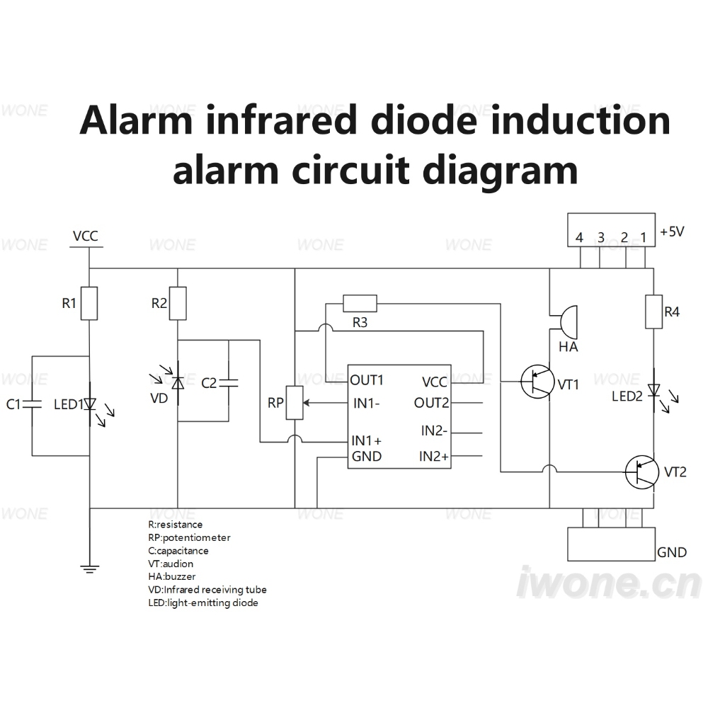 Alarm infrared diode induction alarm circuit diagram