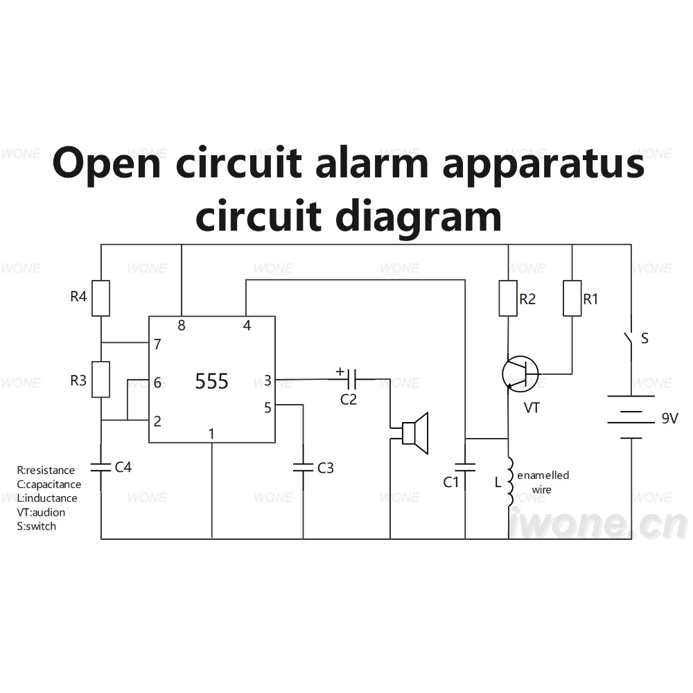 Open circuit alarm apparatus circuit diagram